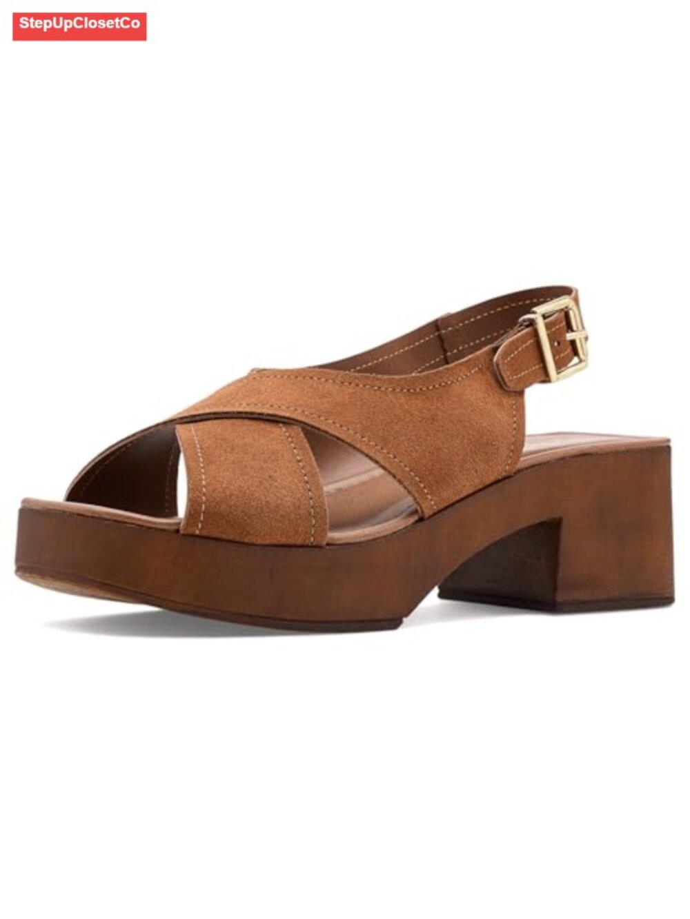 Suede Slingback Block Heel Sandals Open Toe Cushioned Footbed